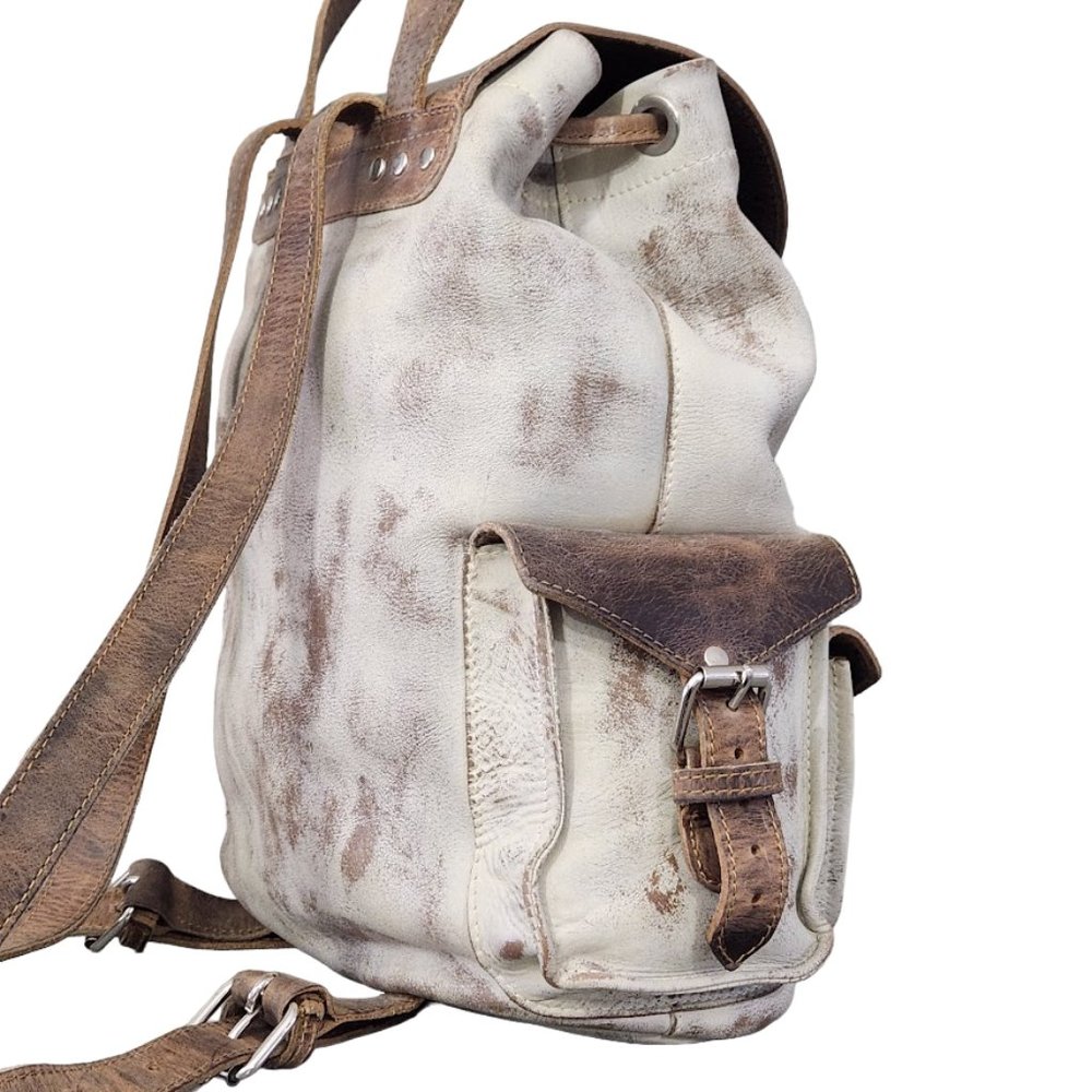 FREEBIRD BY STEVEN BROOKLYN ICE BROWN DISTRESSED LEATHER XL FULL SIZE BACKPACK - Picture 6 of 9